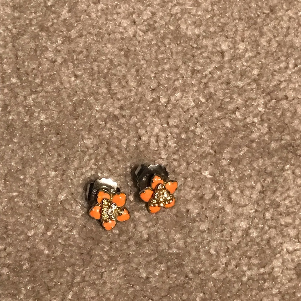 Lia Sophia Orange and Gold Flower Earrings